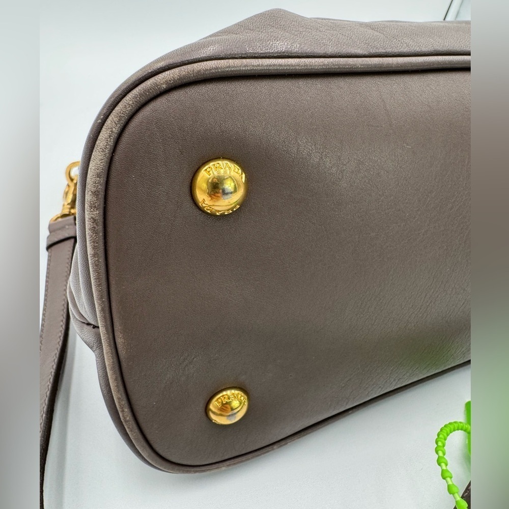 Prada Gray Satchel with Gold Accents - Picture 10 of 17
